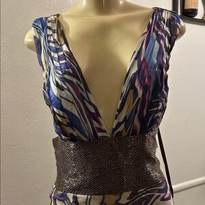 Elegant Multicolor V-Neck Dress